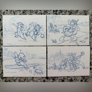 Blue Pencil Disney Character Sketch Cards - Set of 4